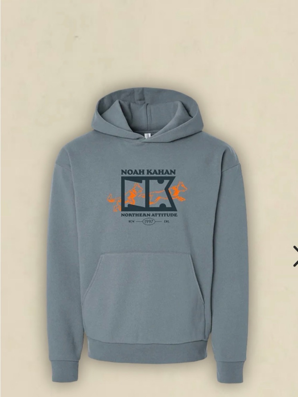 Noah Kahan Northern Attitude Hoodie - Slate Blue with Orange Accent